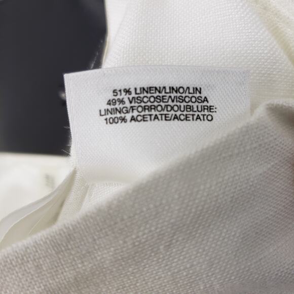 Nine West Neo Classic Pant 16 Straight Wide Leg Linen Blend High Rise White NWT - Picture 7 of 11